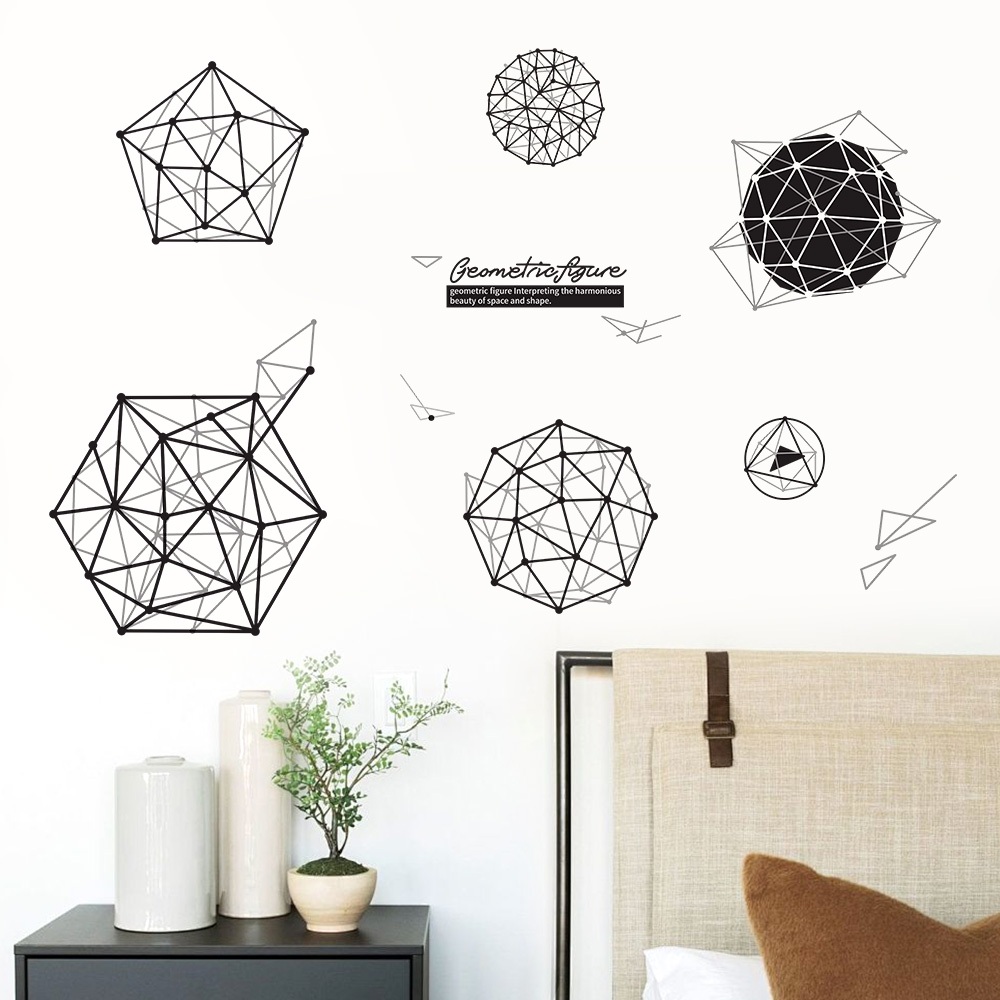 Decal Dán Tường Hình Học Nghệ Thuật Geometric Có Keo Sẵn 132x117cm – Trang Trí Góc Làm Việc