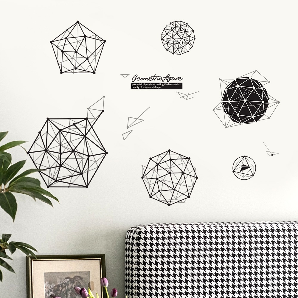 Decal Dán Tường Hình Học Nghệ Thuật Geometric Có Keo Sẵn 132x117cm – Trang Trí Góc Làm Việc