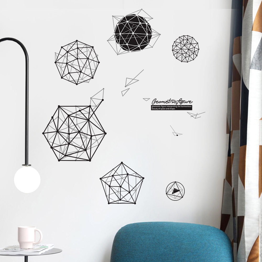 Decal Dán Tường Hình Học Nghệ Thuật Geometric Có Keo Sẵn 132x117cm – Trang Trí Góc Làm Việc