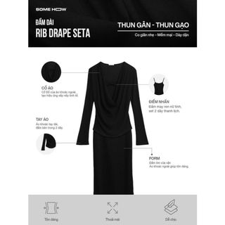 [New12] Đầm Dài Rib Drape Seta Áo Khoác Thun Gạo Thoải Mát Mềm Mại Thanh Lịch Sang Trọng, WDD092  SOME HOW STORE