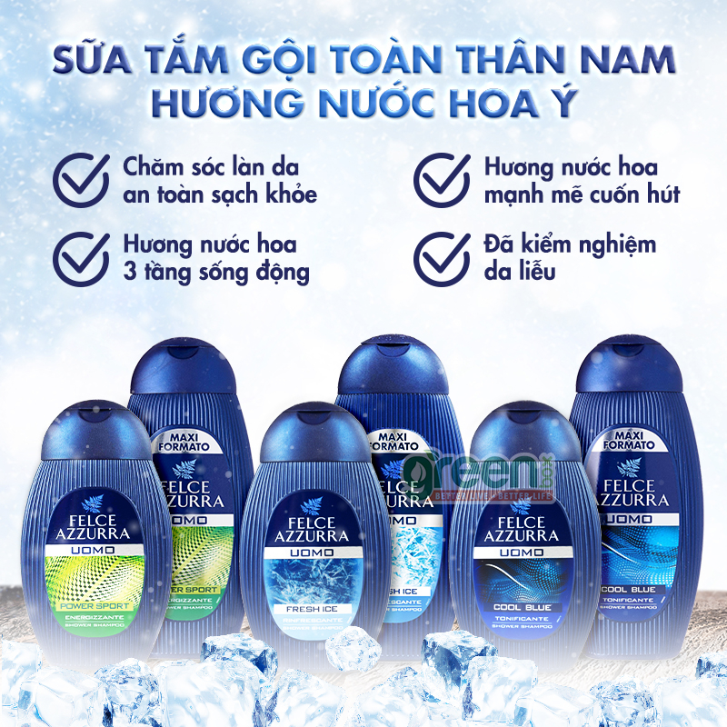 Sữa Tắm toàn thân nam hương nước hoa Felce Azzurra cổ điển 250ml - NK Ý