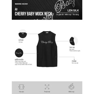 [New12] Áo Cherry Baby Mock Neck Len Silk Mềm Mại Phá Cách Dễ Mặc Dễ Phối, WKI094  SOME HOW STORE