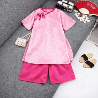 Áo dài cách tân bé gái mặc Tết đi chơi lễ hội, set áo dài cho bé gái size đại 43kg, Áo dài chất gấm lụa DA02 - BIATON