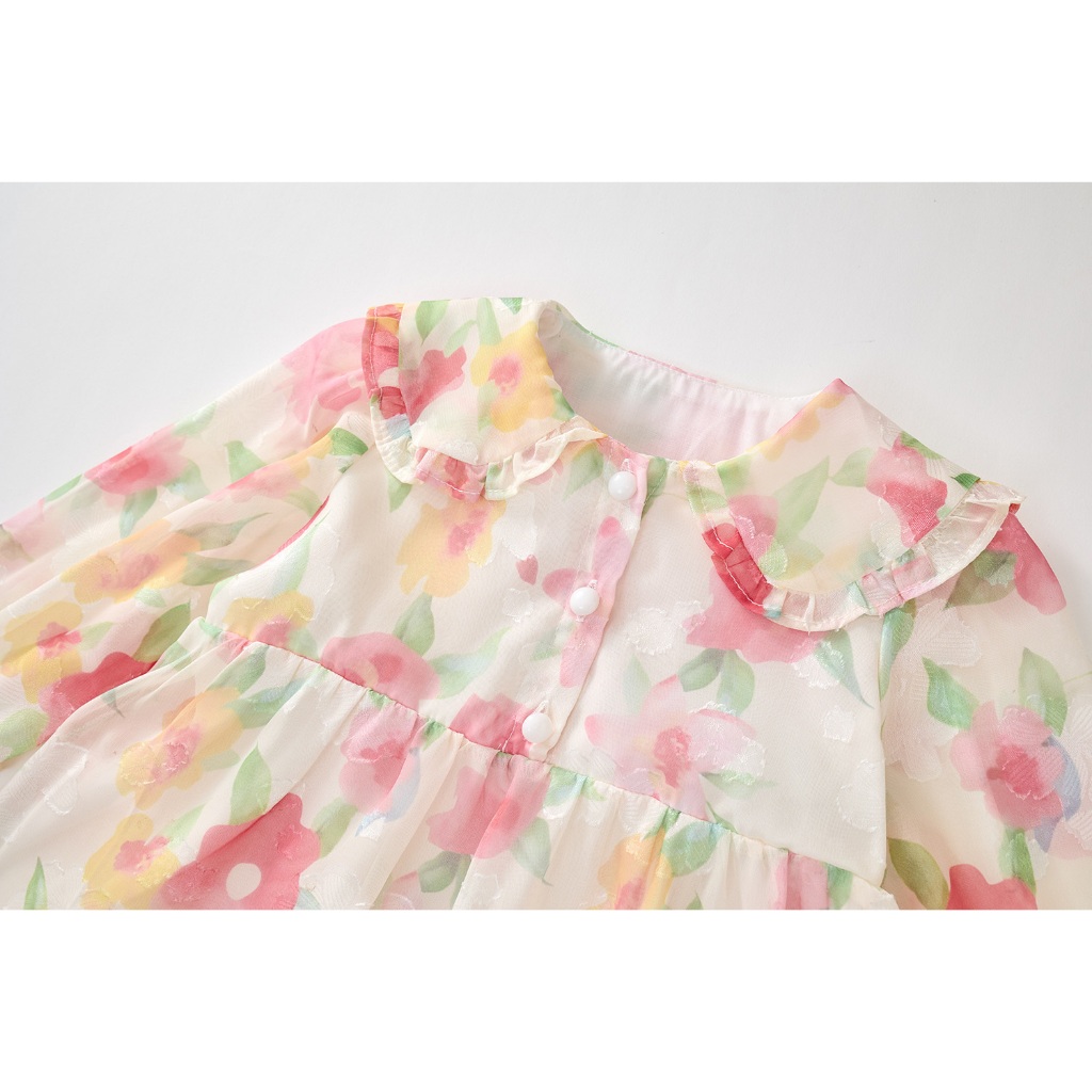 Váy Cho Bé Gái, Váy Công Chúa Hoa Babydoll Tay Dài Bồng Bềnh Size 90-140 Chất Lượng Cao Cho Trẻ Em