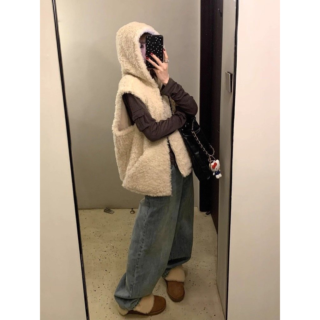 Áo khoác lông cừu có mũ nữ – ấm áp, form xinh, dễ phối. SIZE S-2XL