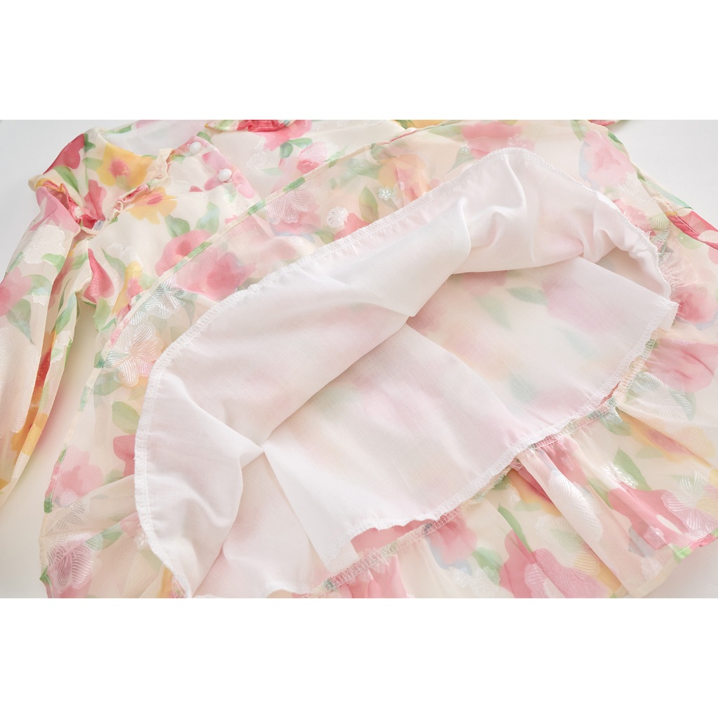 Váy Cho Bé Gái, Váy Công Chúa Hoa Babydoll Tay Dài Bồng Bềnh Size 90-140 Chất Lượng Cao Cho Trẻ Em