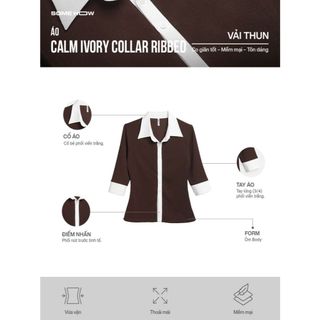 [New12] Áo Calm Ivory Collar Ribbed Vải Thun Thoải Mái Thanh Lịch Trẻ Trung , WKI103  SOME HOW STORE