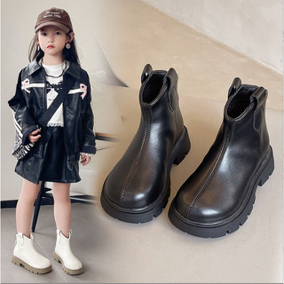 Sz 26-37 Mới Bốt Da Trơn Không Lót Lông Mix Cổ Chữ V Cho Bé Gái K072