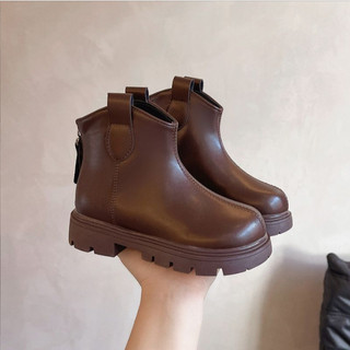 Sz 26-37 Mới Bốt Da Trơn Không Lót Lông Mix Cổ Chữ V Cho Bé Gái K072