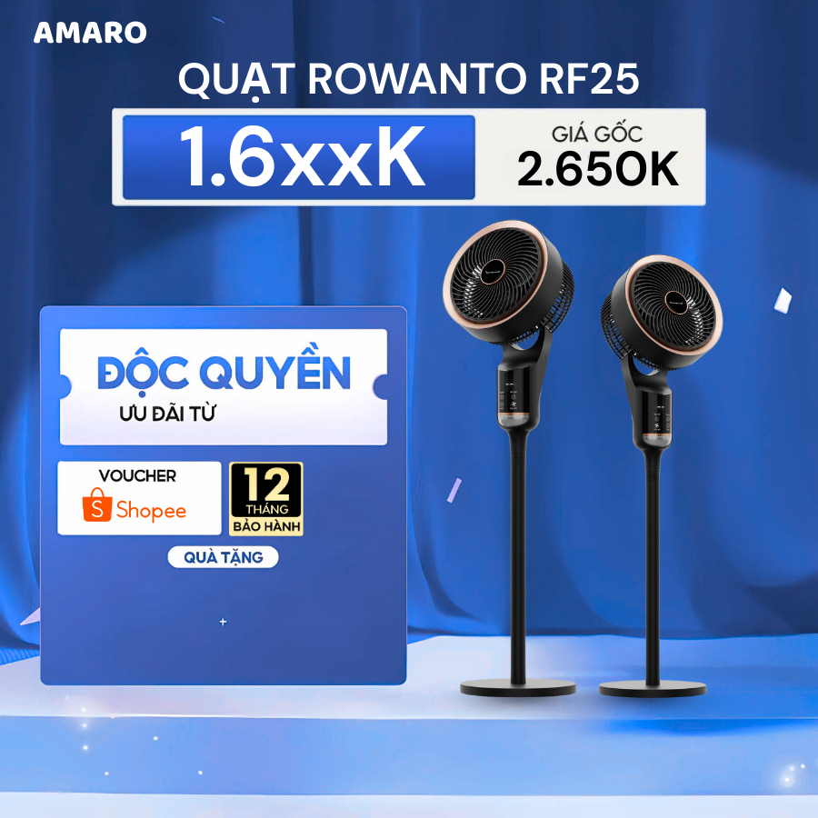 Quạt tuần hoàn không khí Rowanto RF25, điều khiển bằng giọng nói, hẹn ...