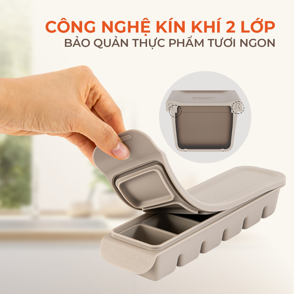 Khay Trữ Đông Đồ Ăn Dặm Cho Bé Platinum Silicone Firgi Hàn Quốc Đa Năng Có Nắp Đậy Kín Khí
