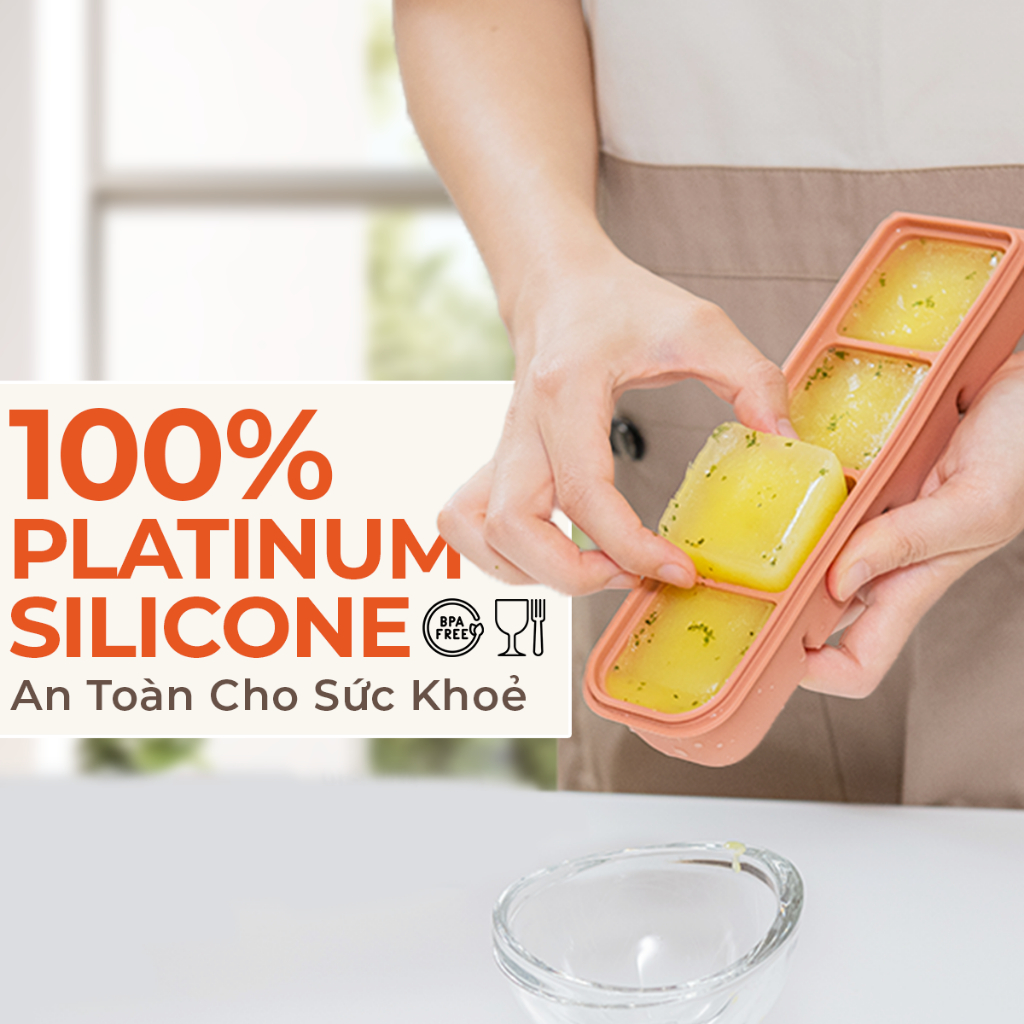 Khay Trữ Đông Đồ Ăn Dặm Cho Bé Platinum Silicone Firgi Hàn Quốc Đa Năng Có Nắp Đậy Kín Khí
