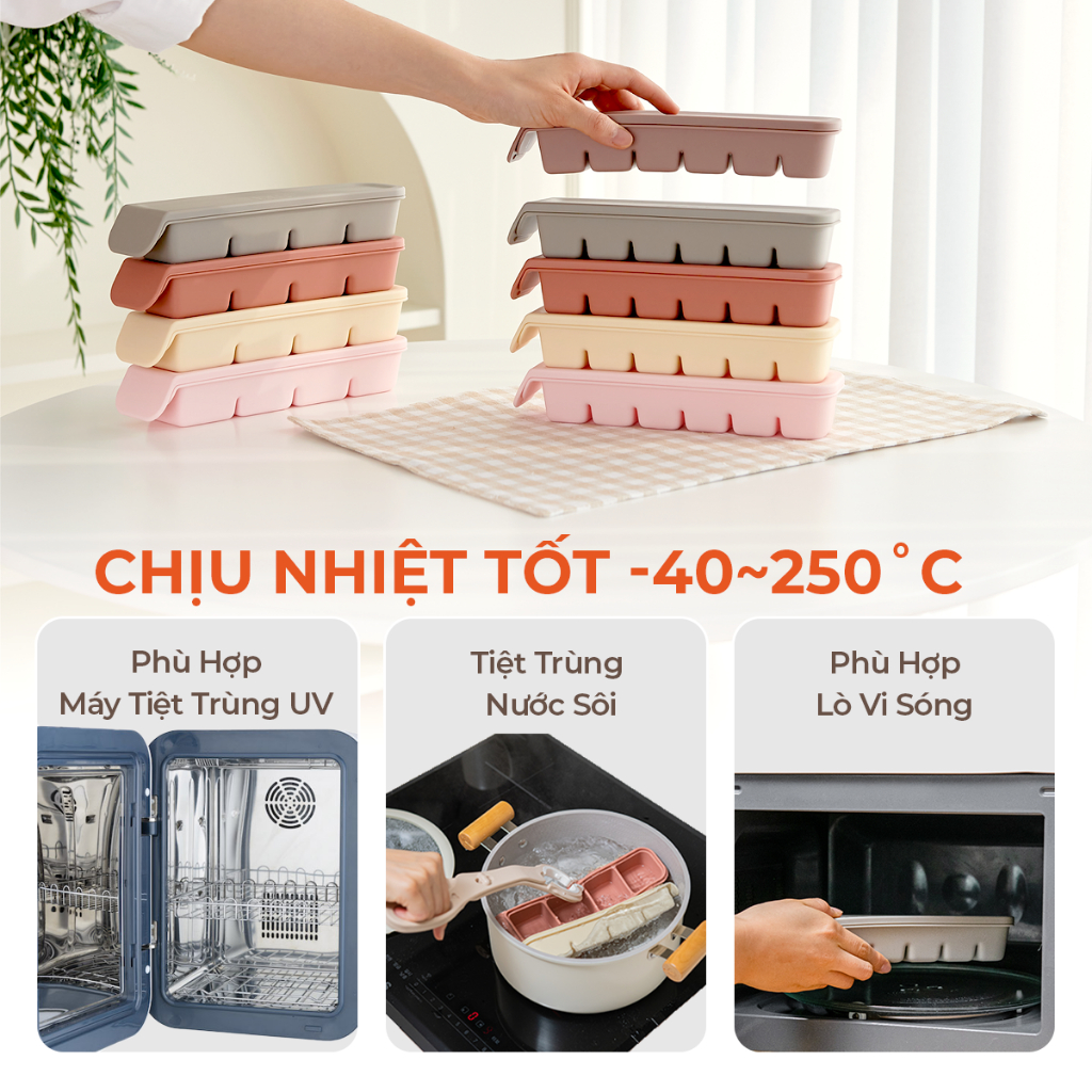Khay Trữ Đông Đồ Ăn Dặm Cho Bé Platinum Silicone Firgi Hàn Quốc Đa Năng Có Nắp Đậy Kín Khí