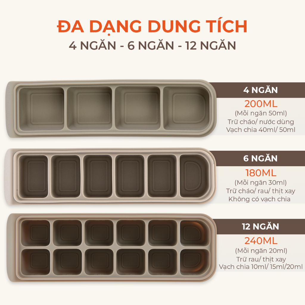 Khay Trữ Đông Đồ Ăn Dặm Cho Bé Platinum Silicone Firgi Hàn Quốc Đa Năng Có Nắp Đậy Kín Khí