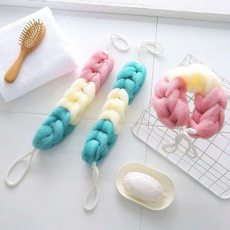 Dây Bông Tắm Dài Tạo Bọt Chà Lưng Tẩy Tế Bào Chết, Chất Liệu Mềm Mại An Toàn Cho Da
