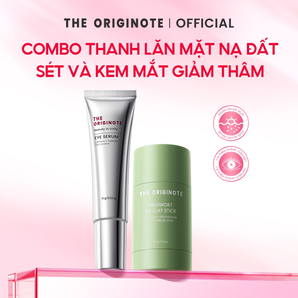 Combo Thanh Lăn Mặt Nạ Đất Sét và kem mắt giảm thâm The Originote cải thiện mụn sáng da