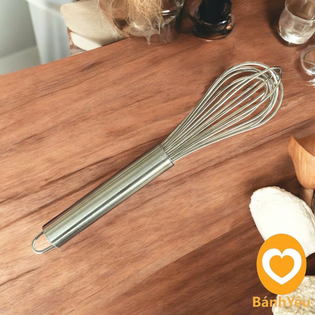 Phới lồng đánh trứng inox cán trơn nhiều kích thước 25cm 30cm 35cm 40cm