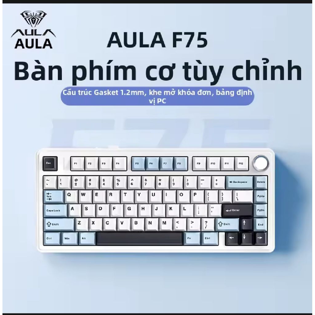 bàn phím cơ không dây AULA F75 3 mode kết nối-có núm xoay-hotswap | BigBuy360 - bigbuy360.vn