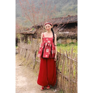 Quần OLV suông rộng bo ống bồng bềnh Silk Wide Leg Trouser nhiều màu mang lễ tết (Không kèm áo dài)