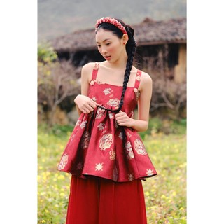 Áo babydoll OLV hoa gấm truyền thống Tú Văn phù hợp đi chơi lễ tết