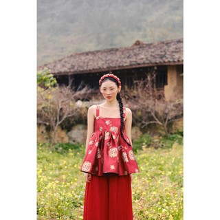 Áo babydoll OLV hoa gấm truyền thống Tú Văn phù hợp đi chơi lễ tết