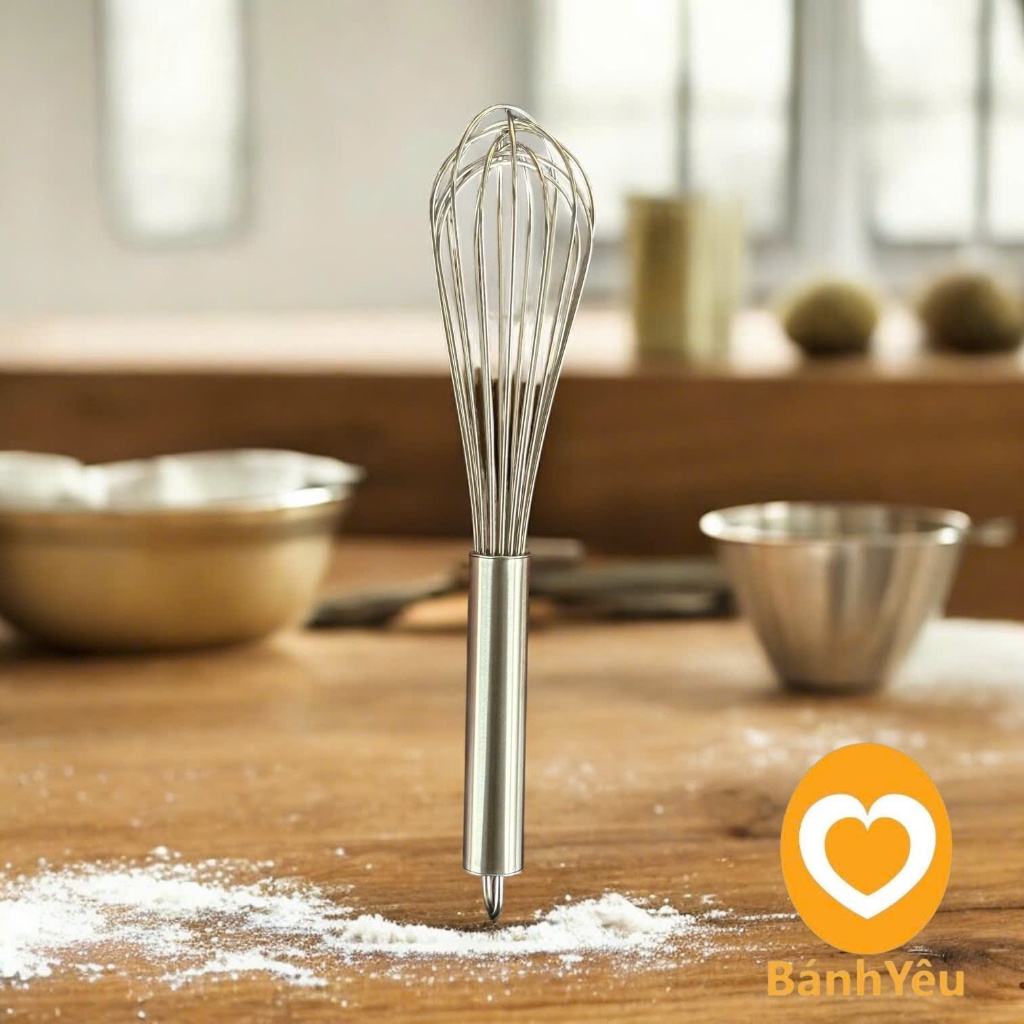 Phới lồng đánh trứng inox cán trơn nhiều kích thước 25cm 30cm 35cm 40cm