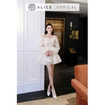 Váy Nữ Dự Tiệc Alice Chất Ren 3D Cao Cấp Đính Hoa Nổi Thủ Công, Đầm Ngắn Trễ Vai Phối Tơ Xốp Khóa Dọc V1443 — ảnh 7
