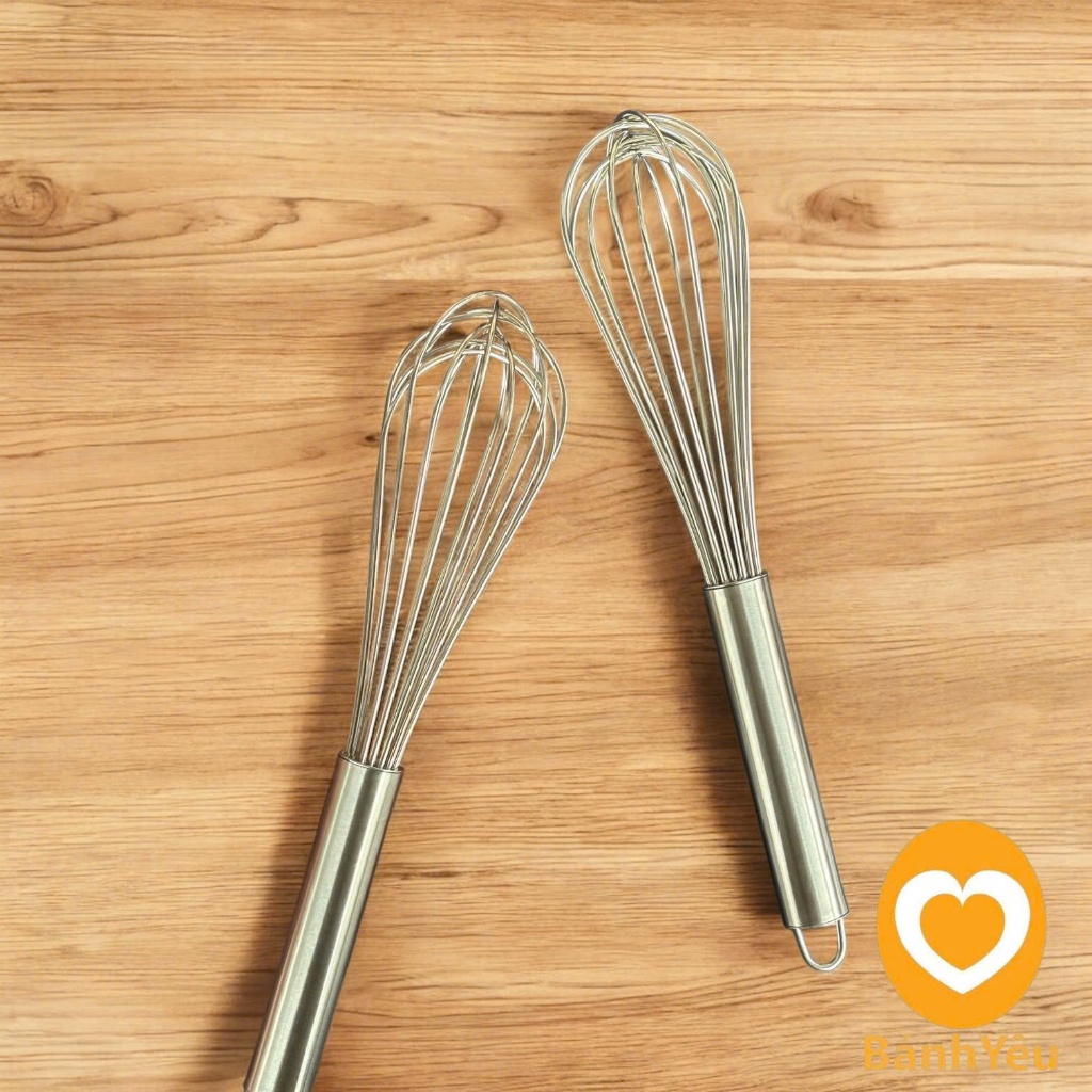 Phới lồng đánh trứng inox cán trơn nhiều kích thước 25cm 30cm 35cm 40cm
