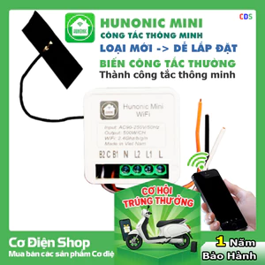 Công tắc thông minh wifi Hunonic Mini, Điều khiển từ xa bằng điện thoại, Chính hãng, Bảo hành 1 năm