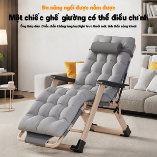 WTHB Outdoor Ghế xếp thư giãn Ghế lười gấp thành giường Gấp Gọn Kèm nệm gối cao cấp Nhôm chịu 400kg