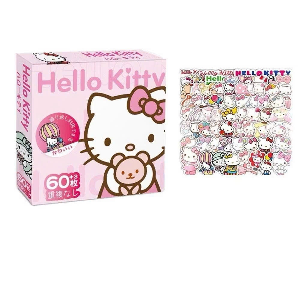 Hộp 60 sticker hình dán mèo cute hello kitty dễ thương trang trí sổ tay ...