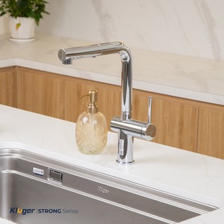 Vòi rửa bát dây rút Kluger KLF0034C nhập khẩu, chất liệu hợp kim đồng, khả năng xoay 360 độ