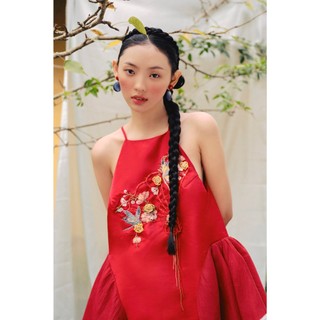 Áo yếm babydoll OLV thêu hoa bồng xòe Tịch Đan truyền thống phù hợp đi chơi lễ tết