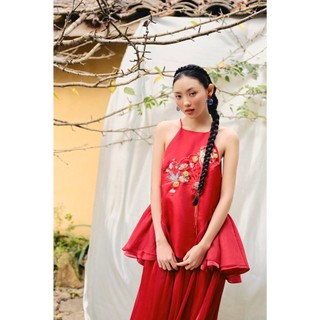 Áo yếm babydoll OLV thêu hoa bồng xòe Tịch Đan truyền thống phù hợp đi chơi lễ tết