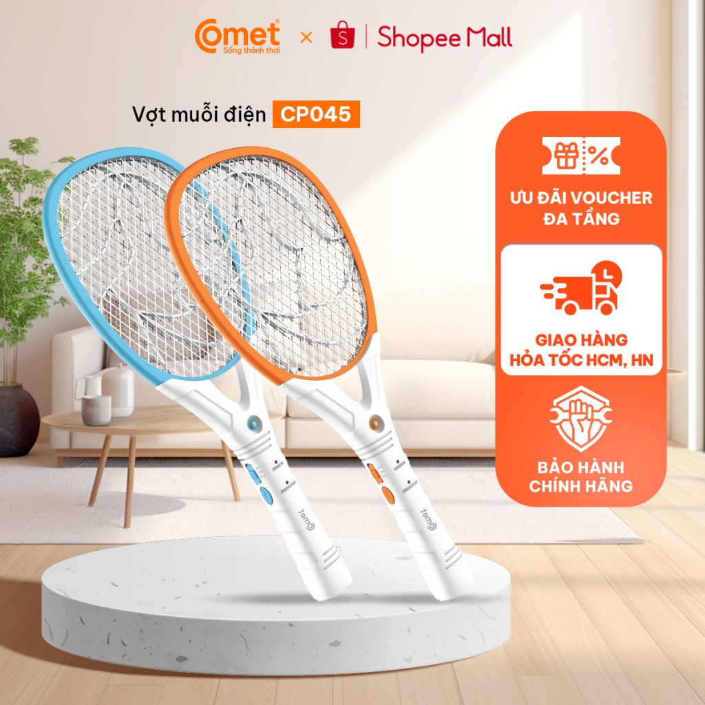 Vợt Muỗi COMET CP045 2 lớp có đèn LED, Bắt Muỗi Nhanh, Nhỏ Gọn, Dễ Dùng, Tiết Kiệm, 1 Đổi 1 6 Tháng