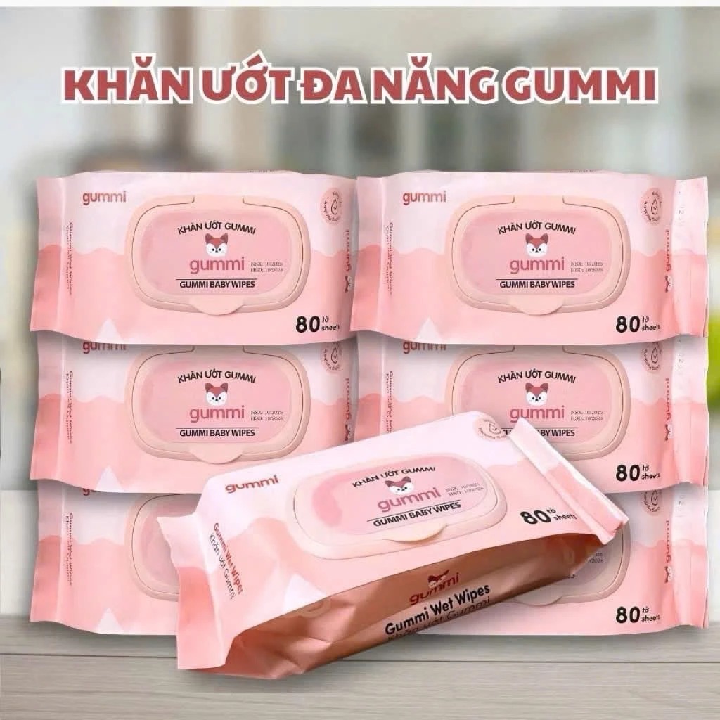 [Top Value] Thùng 10- 20 gói khăn ướt Gummi không cồn không Parabens dành cho em AMIZIN AMIZIN