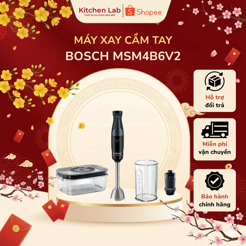 Máy Xay Sinh Tố Cầm Tay BOSCH MSM4B6V2 Series 4 1000 W | 2.4 KG | Có Dụng Cụ Hút Chân Không | Bảo Hành 2 Năm — ảnh 1