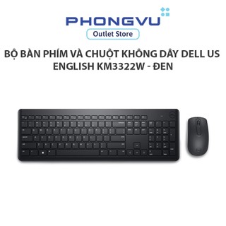 Bộ Bàn phím và Chuột không dây Dell US English KM3322W - ĐEN - Bảo hành 12 tháng
