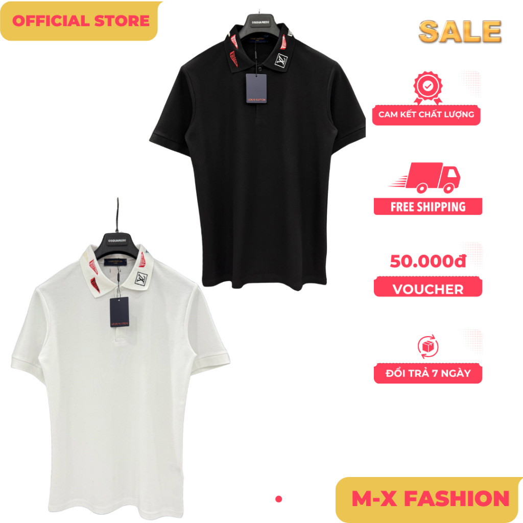 ÁO polo nam cổ tròn họa tiết tay ngắn phong cách trẻ trung chuẩn from
