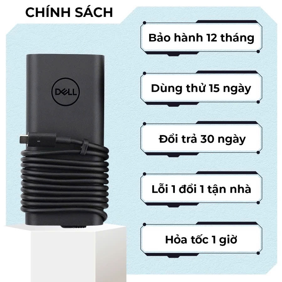 Sạc Dell Type C 65W 90Wh 130Wh Oval Sạc Laptop Dell Type C 19.5V 3.25A/4.62A/6.67A 65WH/90W/130W - Sạc nhanh, BH 12 TH