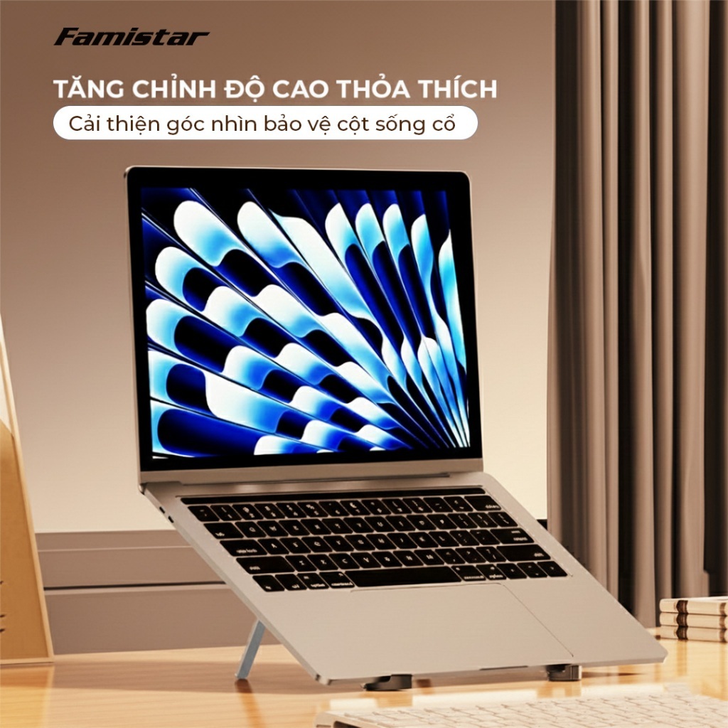 Giá đỡ laptop công thái học hợp kim nhôm nhẹ GD11  macbook, ipad Famistar