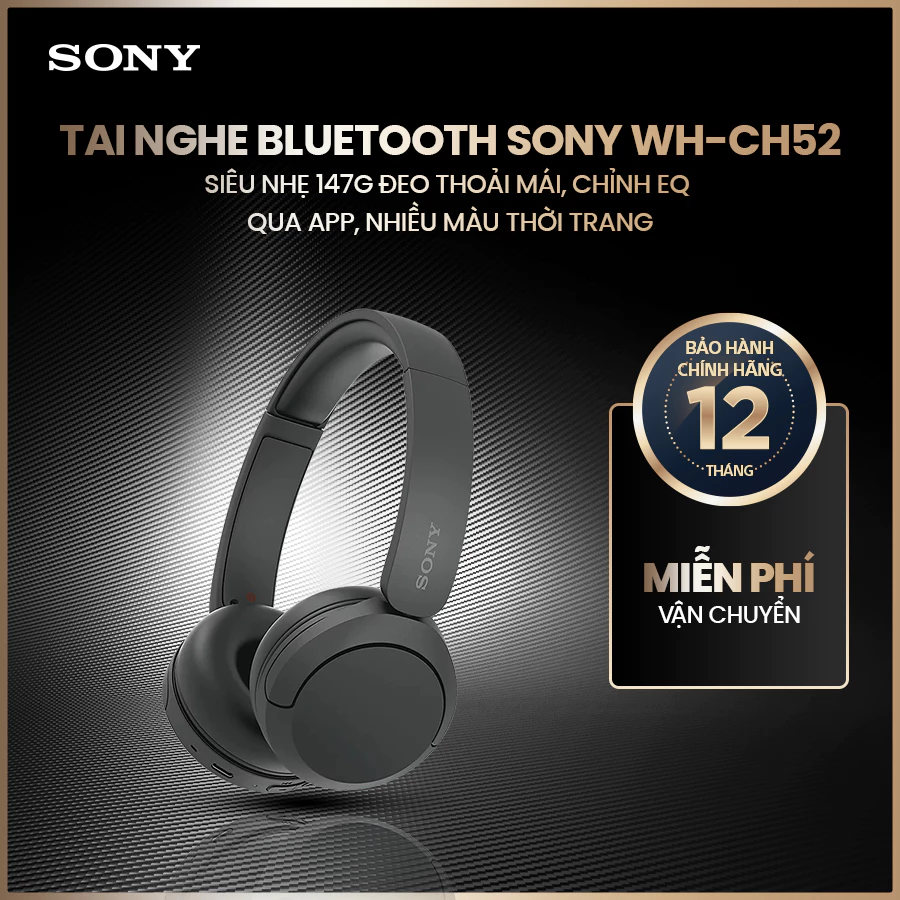 Tai nghe bluetooth Sony WH-CH520 siêu nhẹ 147g đeo thoải mái, chỉnh EQ qua app, nhiều màu thời trang