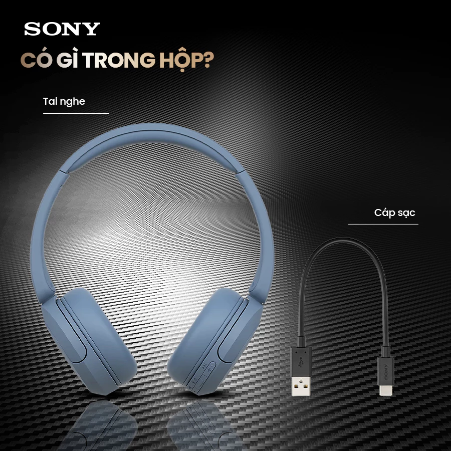 Tai nghe bluetooth Sony WH-CH520 siêu nhẹ 147g đeo thoải mái, chỉnh EQ qua app, nhiều màu thời trang