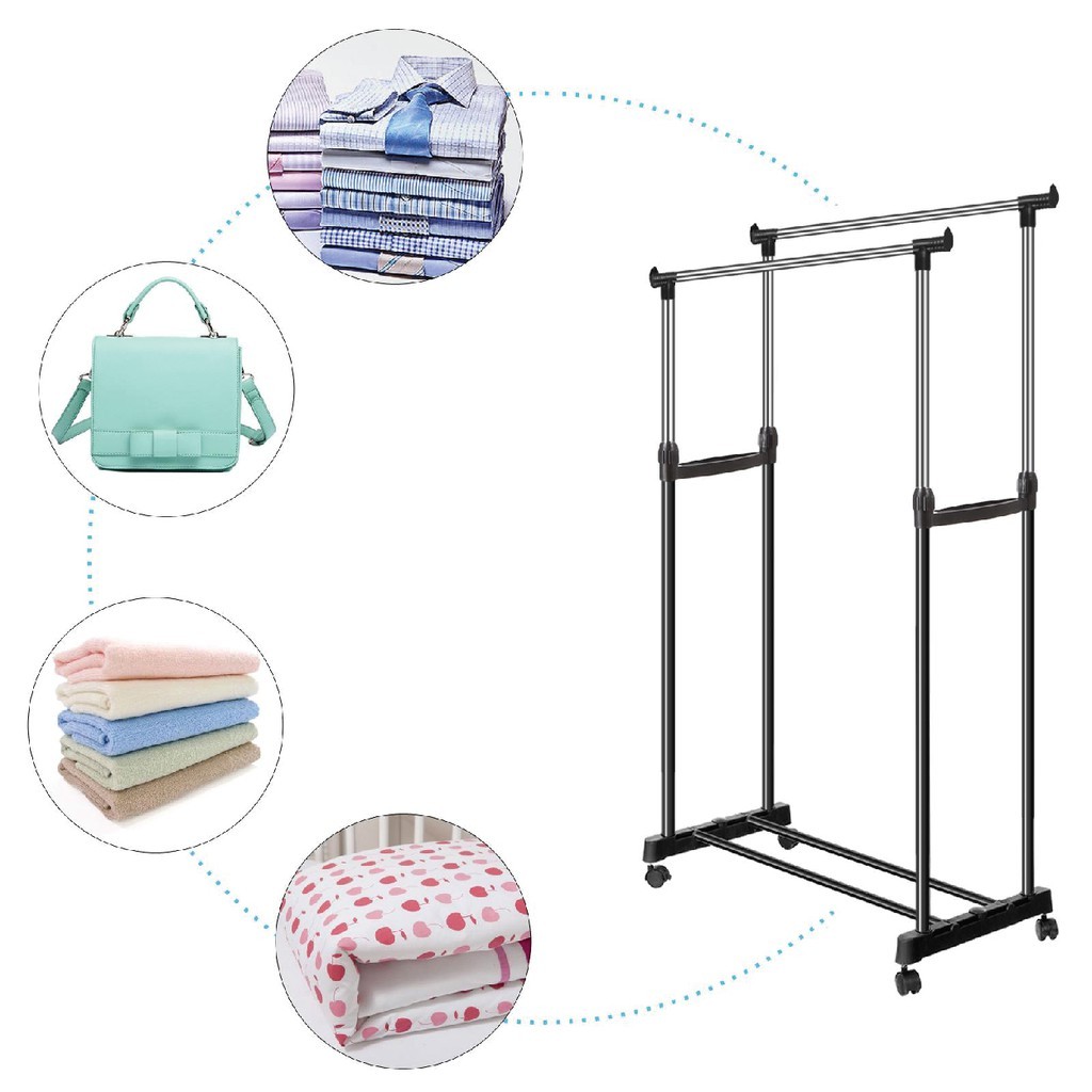 𝐎𝐥𝐢𝐟𝐞 Giá Phơi Quần Áo Dễ Lắp Ráp Kệ Treo Quần Áo Có Bánh Xe Sào Phơi Quần Áo Hạ Cánh Có Gấp Gọn Phòng Ngủ