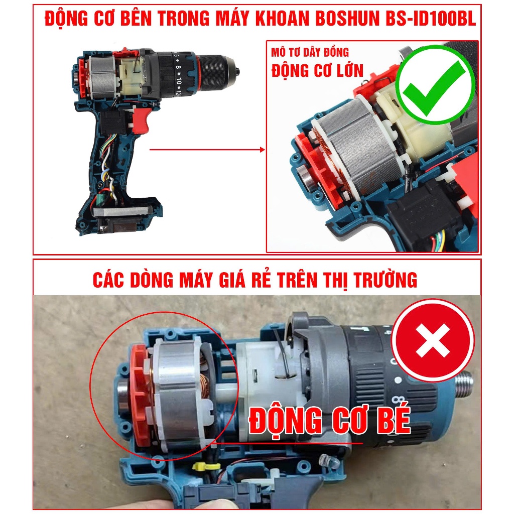 [ MỚI-Tặng Thước Dây] Máy Khoan Pin Boshun BS-ID100BL – Động Cơ Lõi Đồng, 3 Chức Năng, Pin 21V Dung Lượng Cao