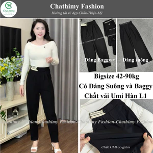 Chathimy Quần Baggy Nữ, Quần Suông BIGSIZE 42-90kg Chất UMI Cao Cấp Loại 1 Co Giãn 4 Chiều Thời Trang Chathimy Q 61 Size