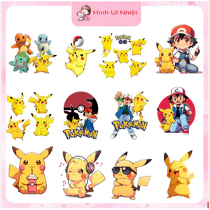 Hình ủi nhiệt quần áo mãu hoạt hình POKEMON ủi áo tại nhà,nhiều mẫu nhiều size