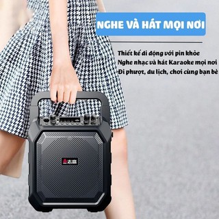 (Xả Kho) Loa Karaoke Bluetooth Chigo M63 Công Suất 100W, Loa Xách Tay Mini Kèm 2 Micro Không Dây