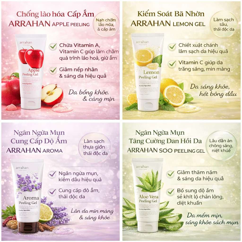 COMBO 3 Sản Phẩm Chăm Sóc Da: Sữa Rửa Mặt 3W, Tẩy Da Chết ARRAHAN Và 1 Mặt Nạ Banobagi Hỗ Trợ Dưỡng Da Trắng Sáng Ẩm Mịn