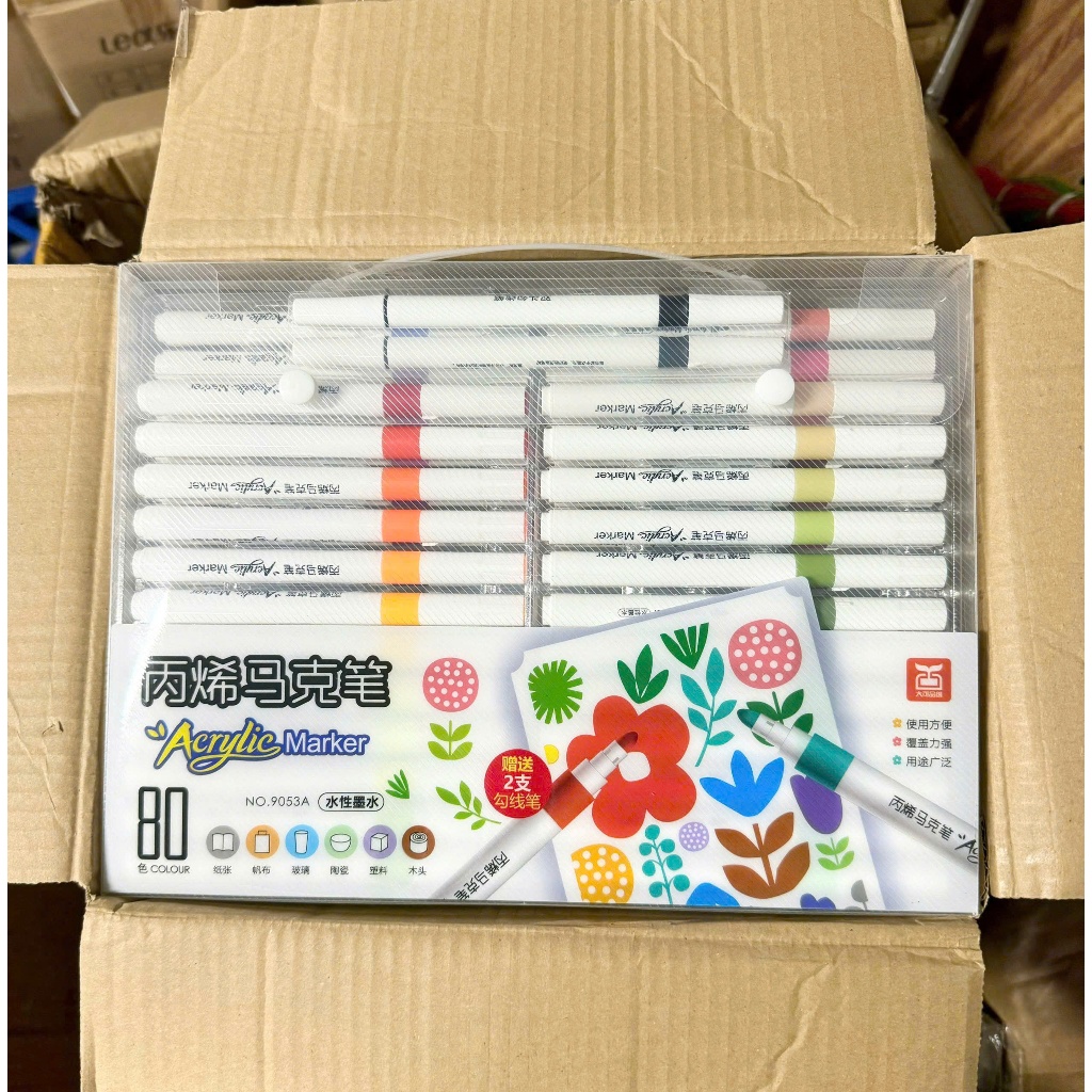 Combo 12/24/36/48/60/72/80 Acrylic Marker 9053A Đa Năng – Bộ Màu Trang Trí Tết, Vẽ Hoa Mai , Decor Quà Tặng